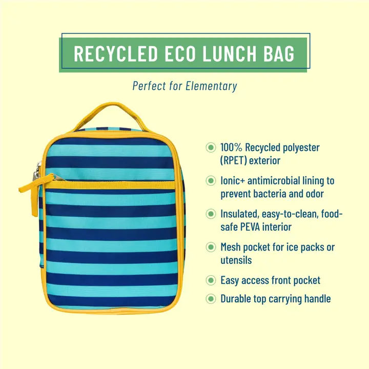 Blue Stripes Recycled Lunch Bag