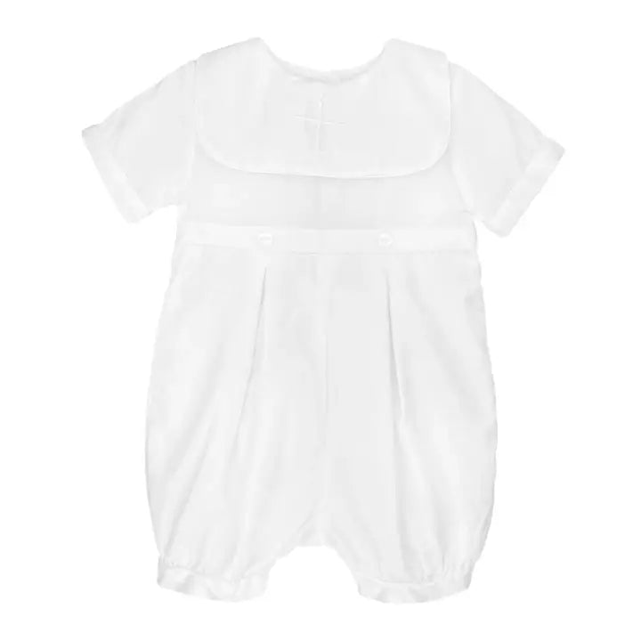 Petit Ami Embroidered Cross Christening Romper