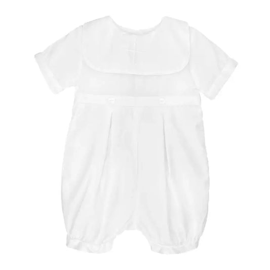 Petit Ami Embroidered Cross Christening Romper