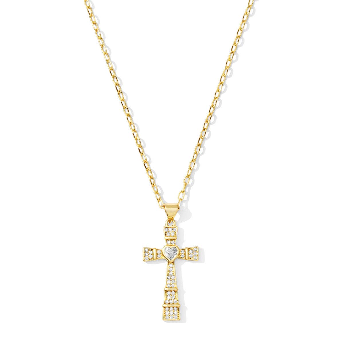 Splendid Iris Necklace Lovely Cross Pendant Gold