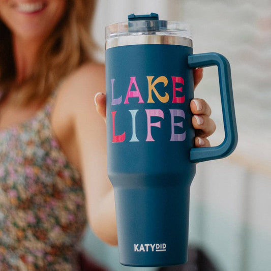 Katydid Tumbler Lake Life 40 Oz Tumbler Cup w/ Handle