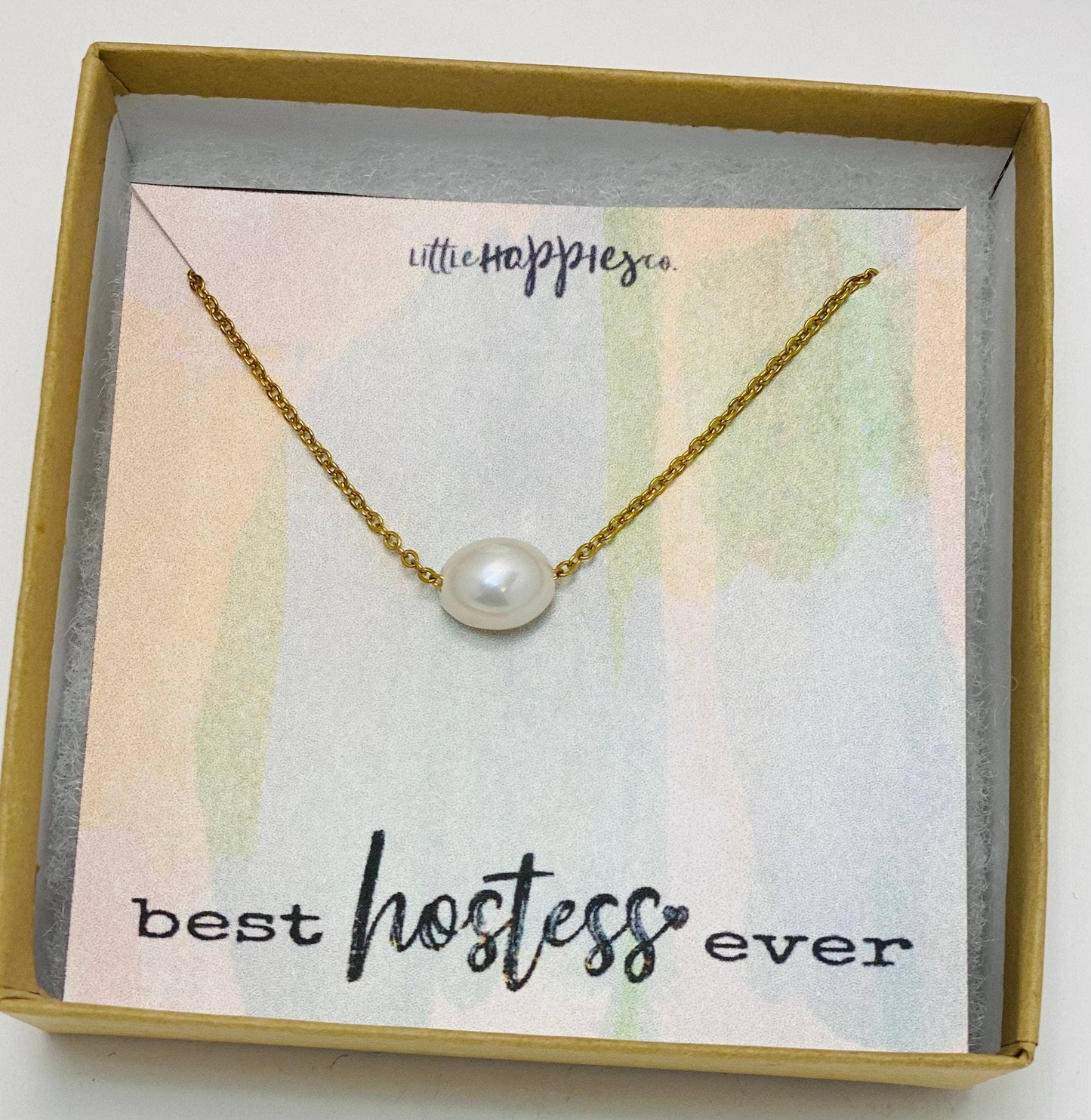 Little Happies Gold Pearl Necklace Hostess