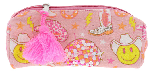 Small Zipper Pouch Pink Disco Cowgirl