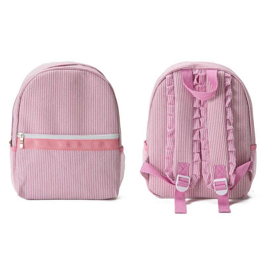 Pink Seersucker Amelia Backpack