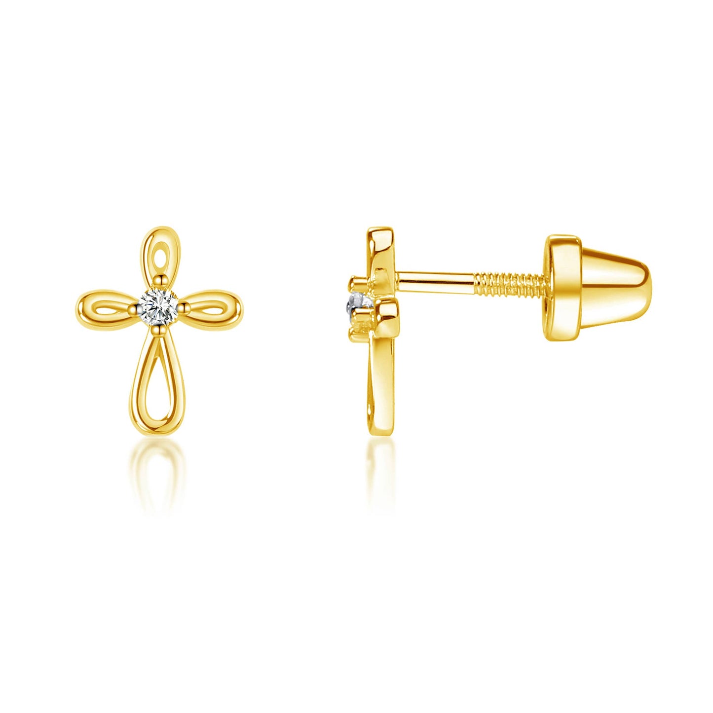 Cherished Moments 14K Gold-Plated Cross Earrings Infant/Toddler