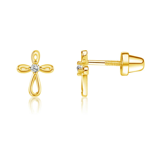 Cherished Moments 14K Gold-Plated Cross Earrings