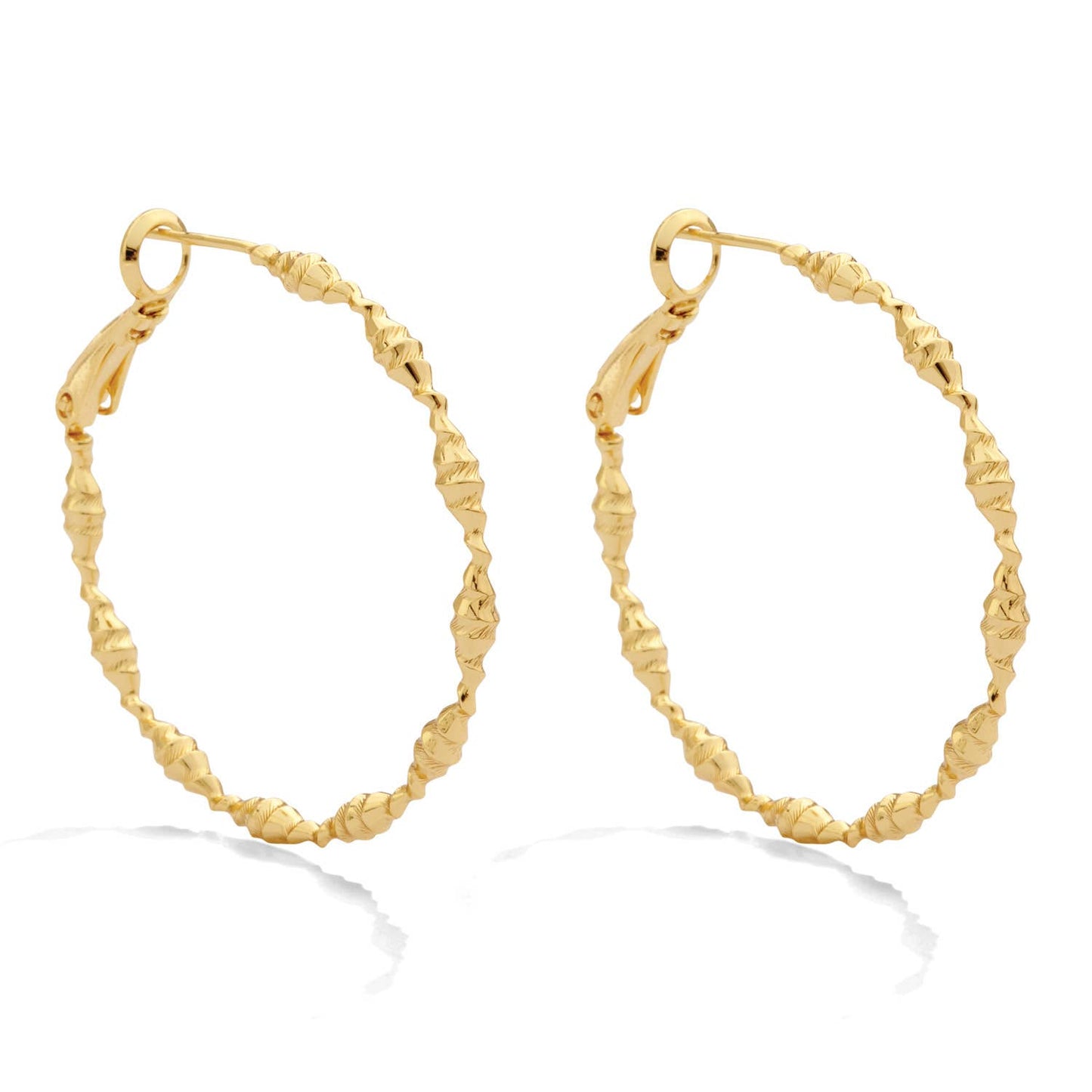 Splendid Iris Hoops Textured Lever Back Gold