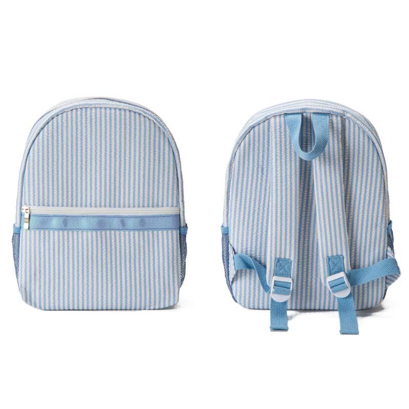 Blue Seersucker Brooks Backpack