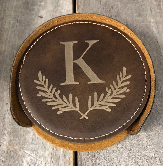 Custom Leather Coasters 6 pc. Set Personalized