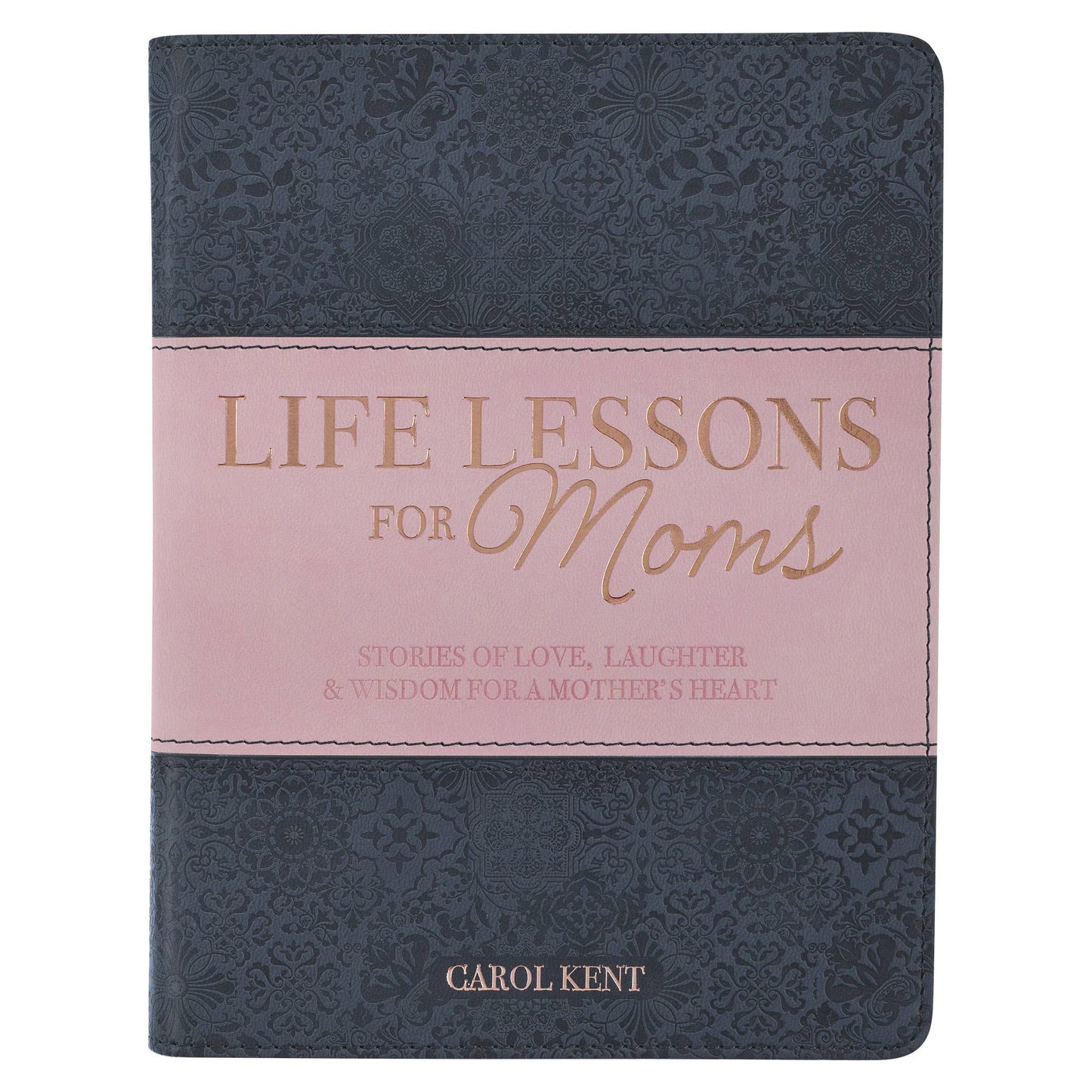 Life Lessons for Mom Gray and Pink Faux Leather Gift Book