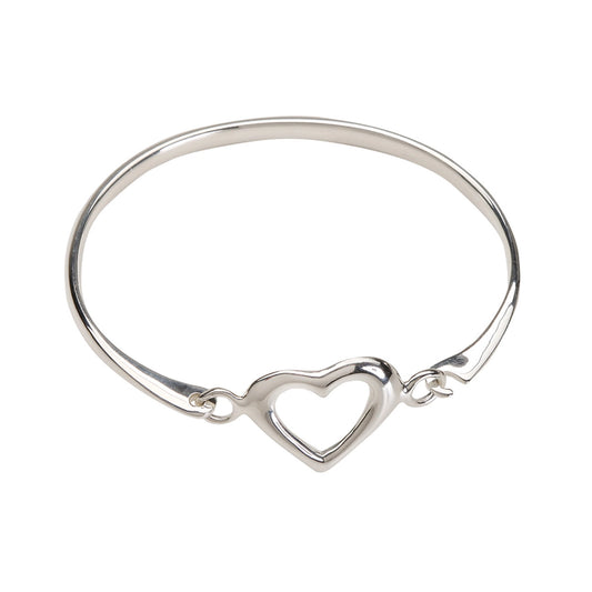 Sterling Silver Heart Bangle Bracelet