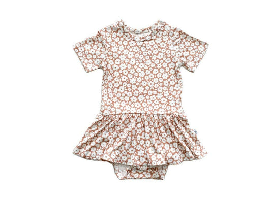 Harp Angel Skirt Bodysuit Mocha Ditsy Floral