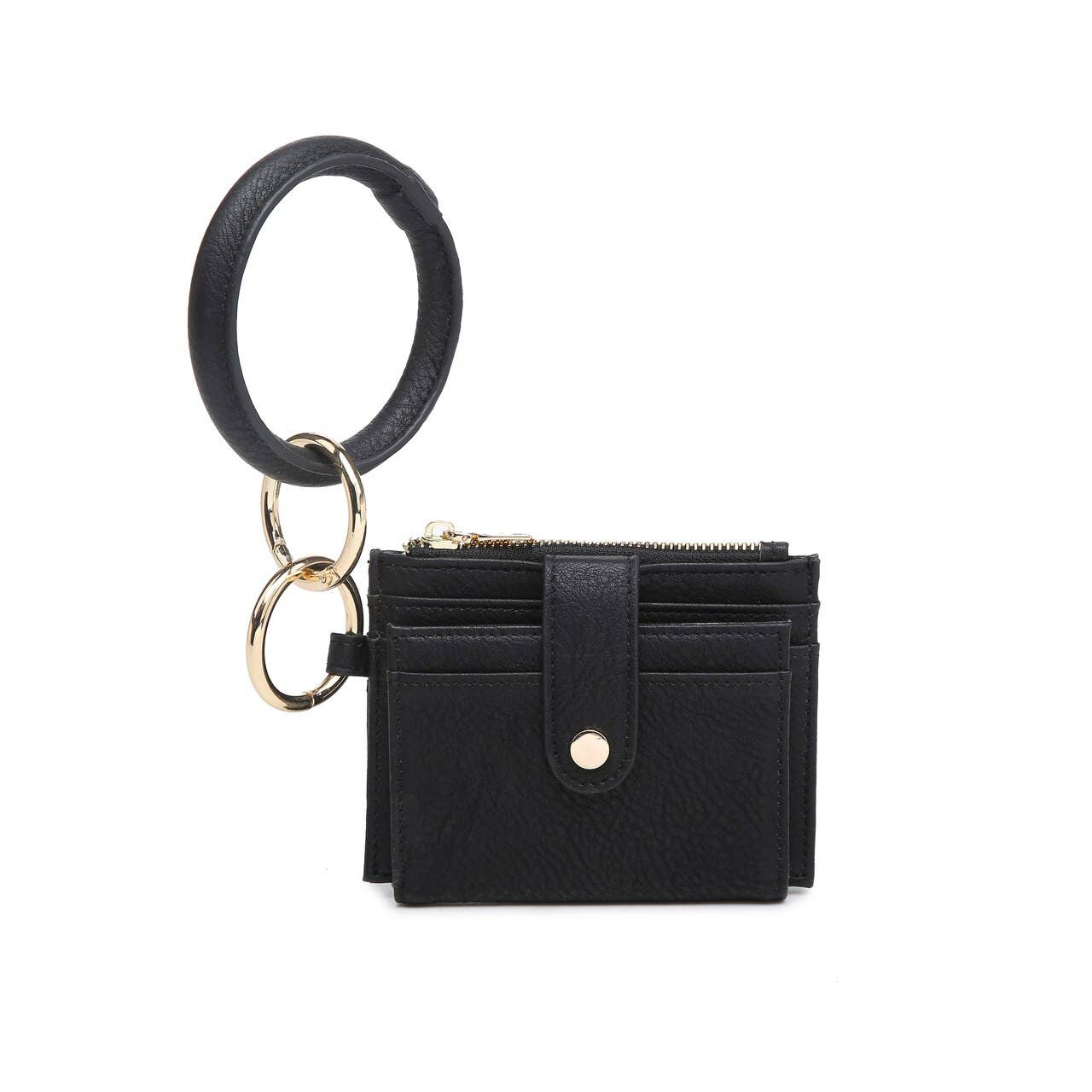 Jen & Co. Sammie Mini Snap Wallet w/ Ring Black