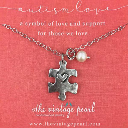 Vintage Pearl Necklace Autism Love