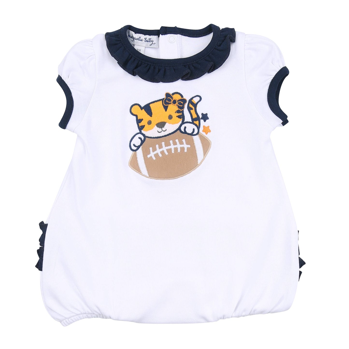 Magnolia Baby Tiger Football Navy/Orange Ruffle Bubble