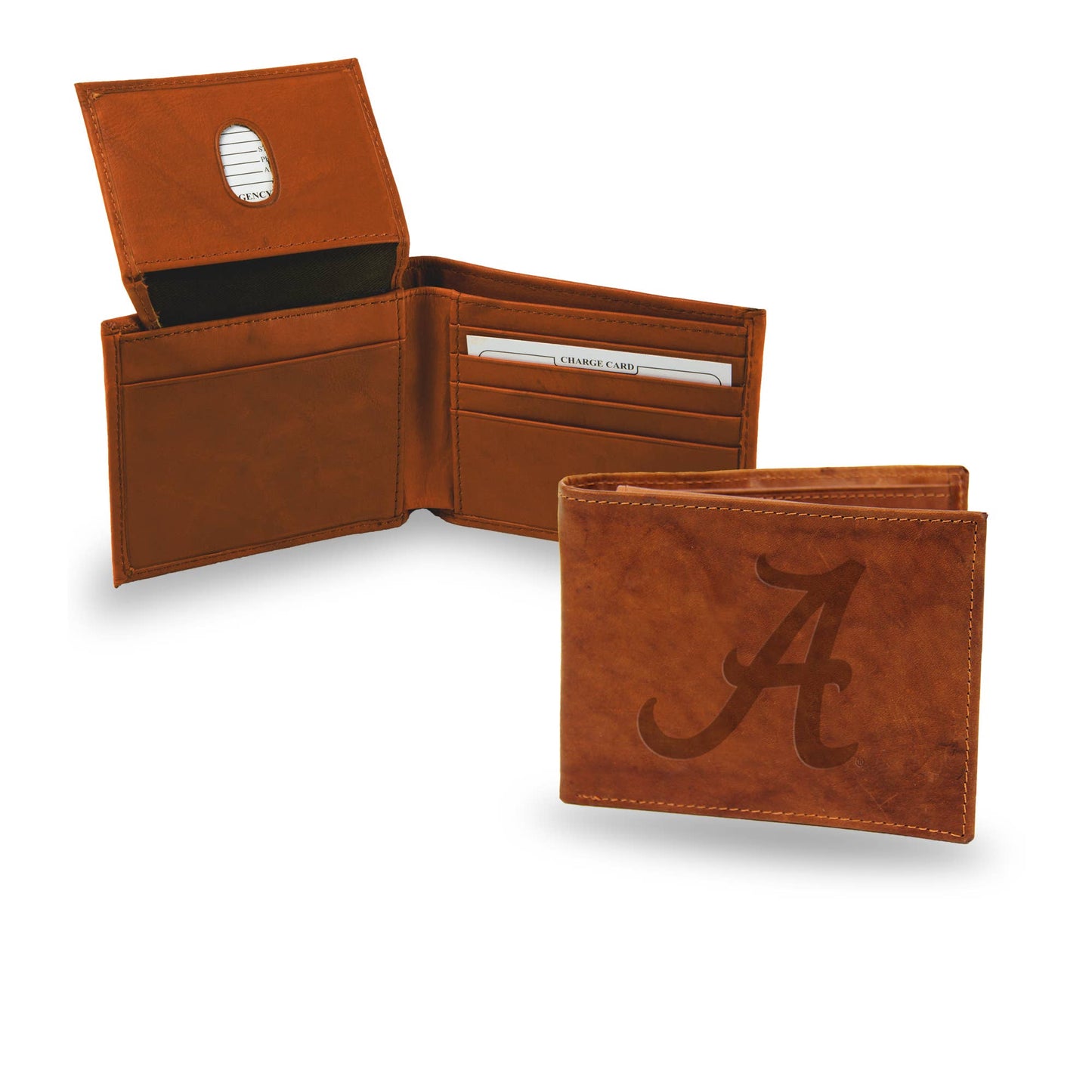 Embossed Leather Billfold Wallet AL Crimson Tide