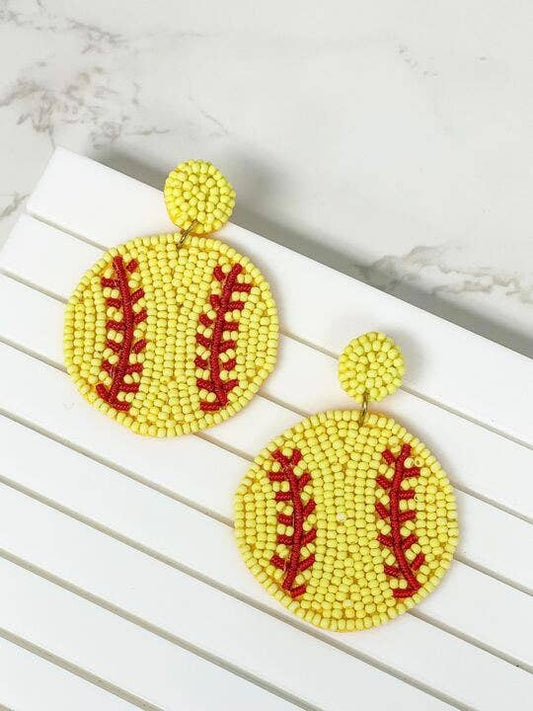 Beaded Dangle Softball Earrings