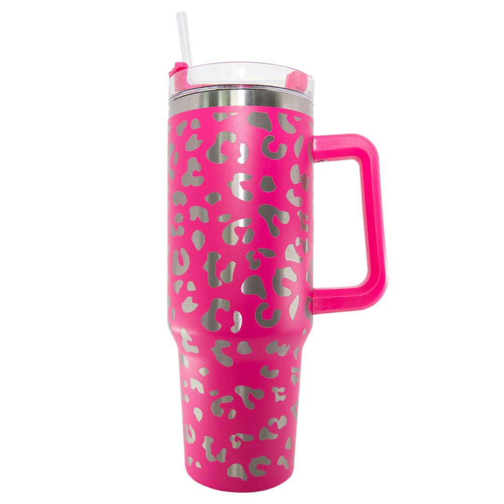 Hot Pink Metallic Leopard Tumbler