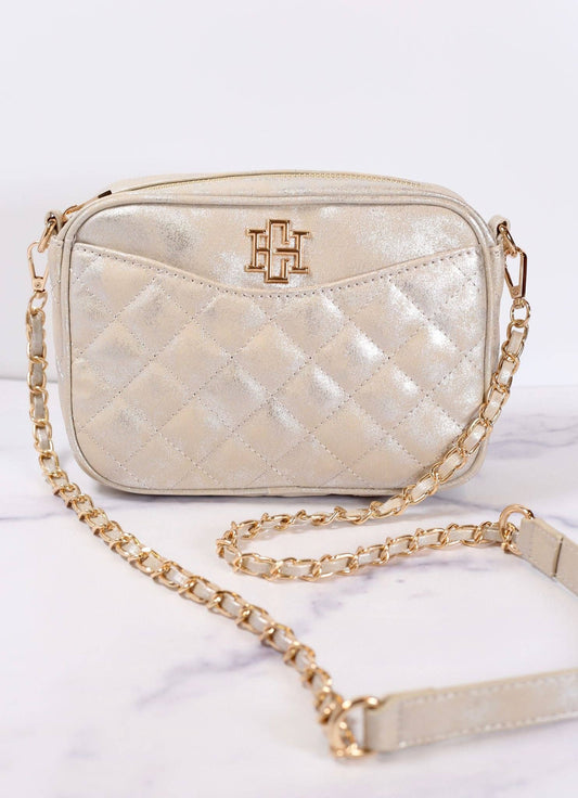 Olivia Quilted Crossbody Glimmer Silver