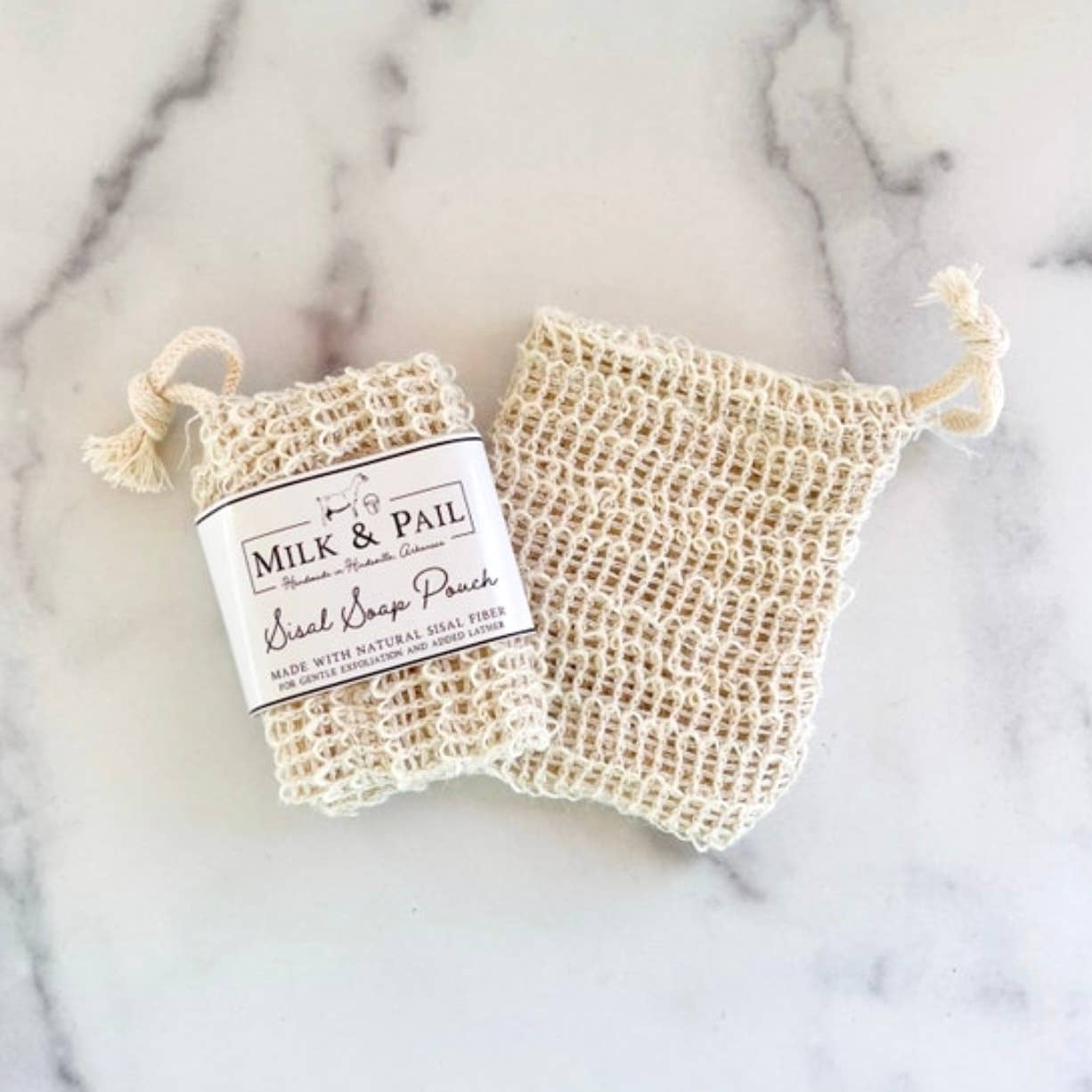 Milk & Pail Sisal Soap Bag