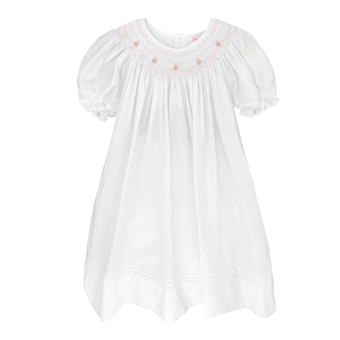 Petit Ami Daygown with Heart Smocking & Pearls