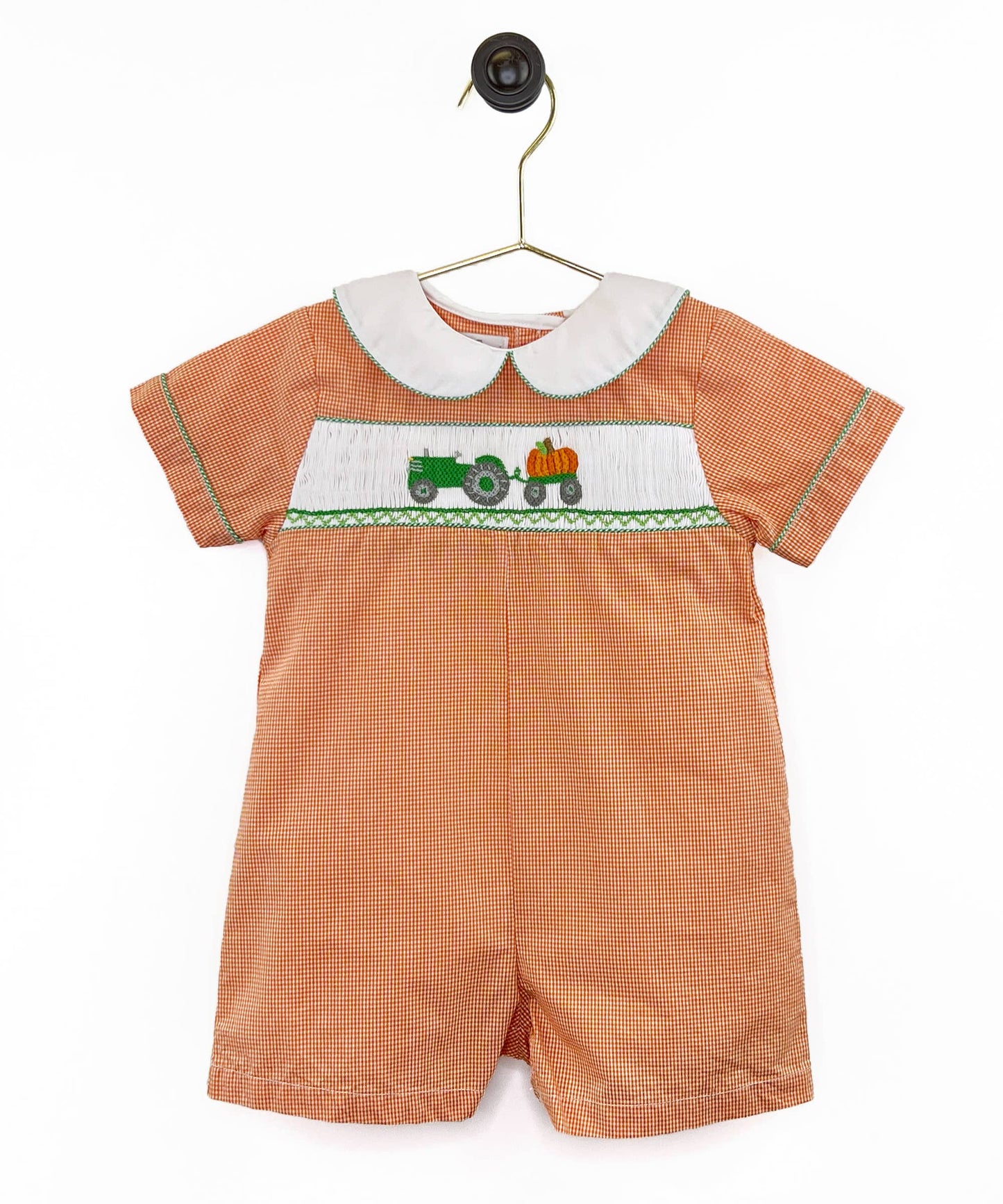 Petit Ami Smocked Pumpkin Romper