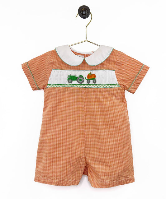 Petit Ami Smocked Pumpkin Romper