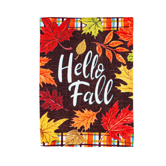 Evergreen Garden Flag Plaid Hello Fall