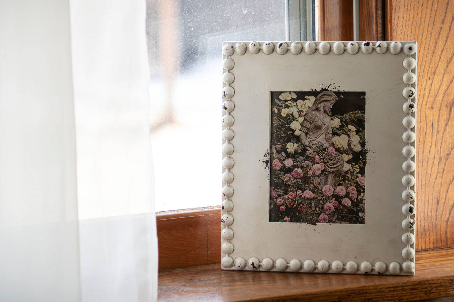 Beaded Photo Frame White 5x7