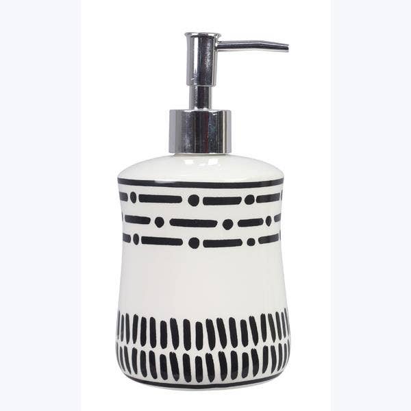 Ceramic Black & White Soap Pump