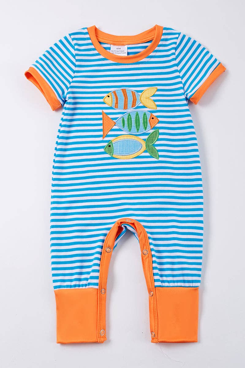 Boy Romper Fish Applique