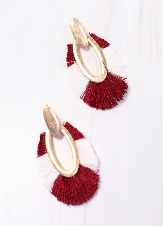 Fringe Earrings Crimson & White