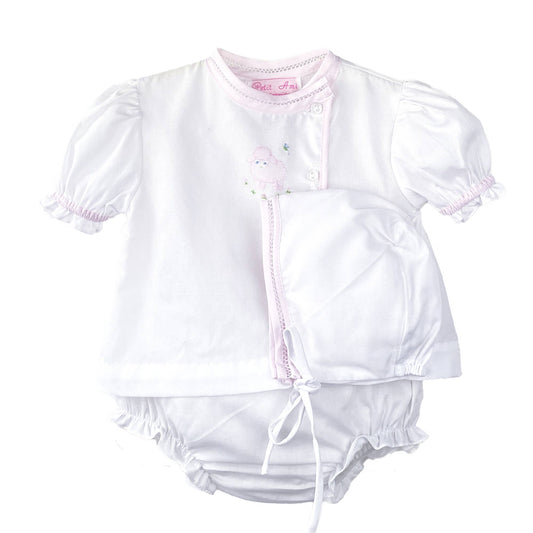 Petit Ami Shadow Stitch Lamb Diaper Set