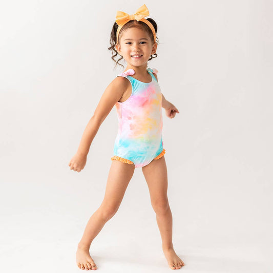 Ruffle Butts Rainbow Tie Dye Tie Shoulder One Piece