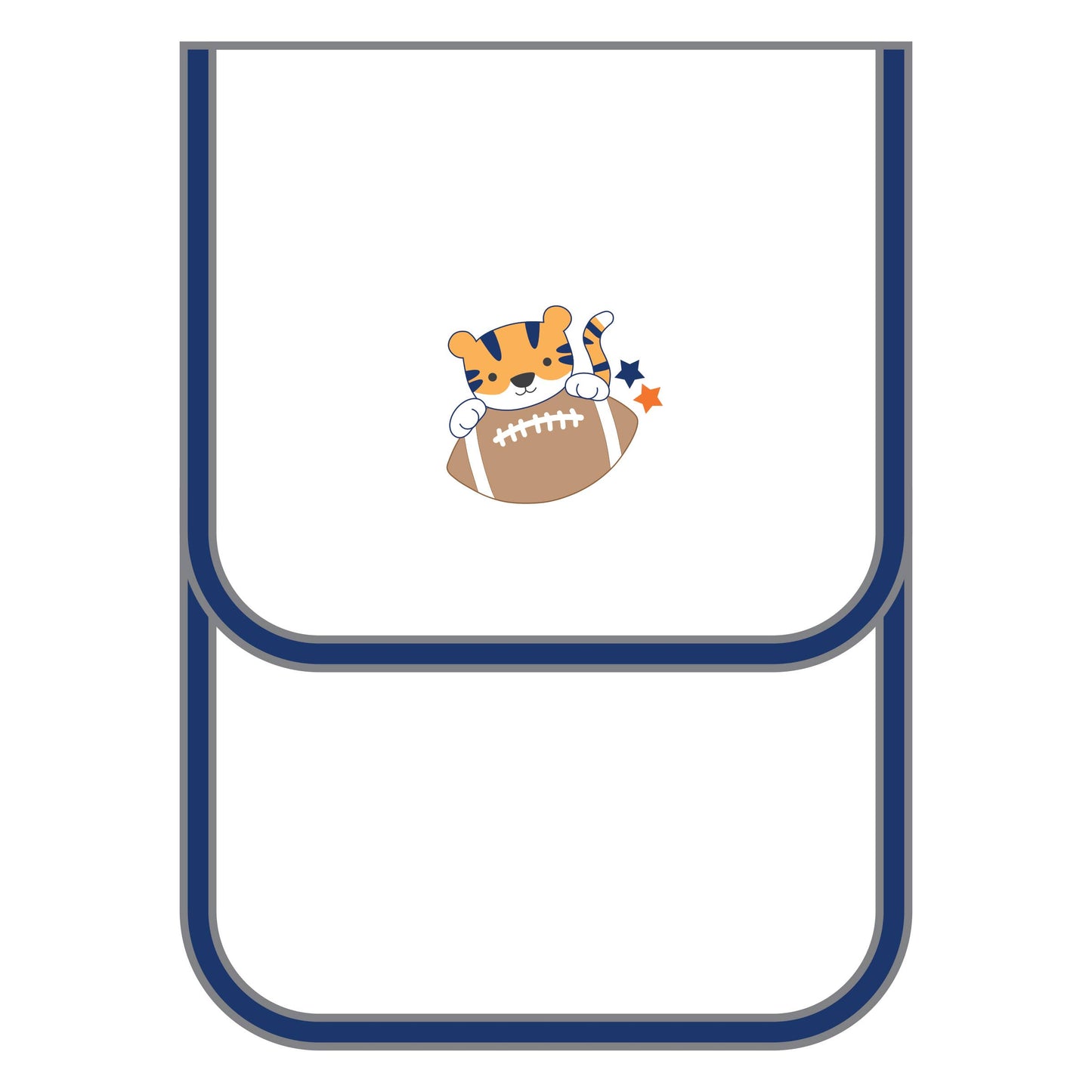 Magnolia Baby Tiger Football App Navy/Orange Burp Cloth