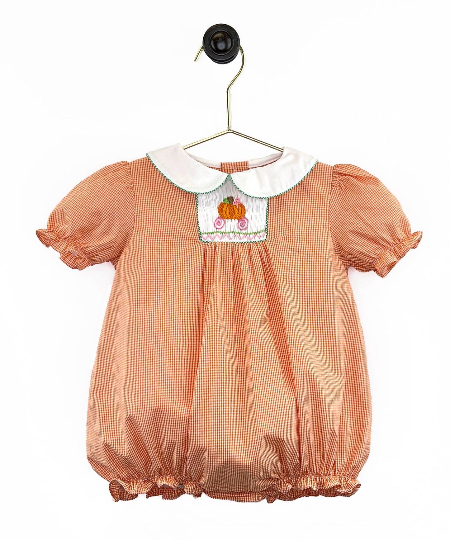 Petit Ami Girl Smocked Pumpkin Bubble