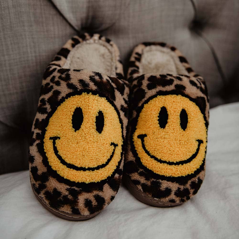 Katydid Leopard Happy Face Slippers