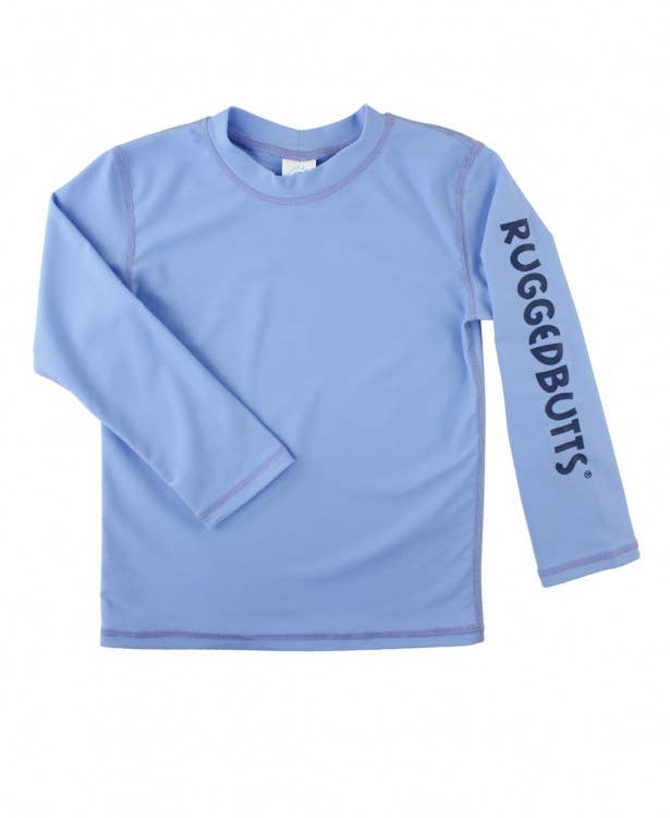 Ruffle Butts Long Sleeve Top Rash Guard Cornflower Blue