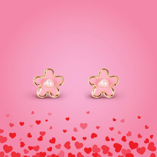 Pink Fancy Flower Cutie Stud Earrings