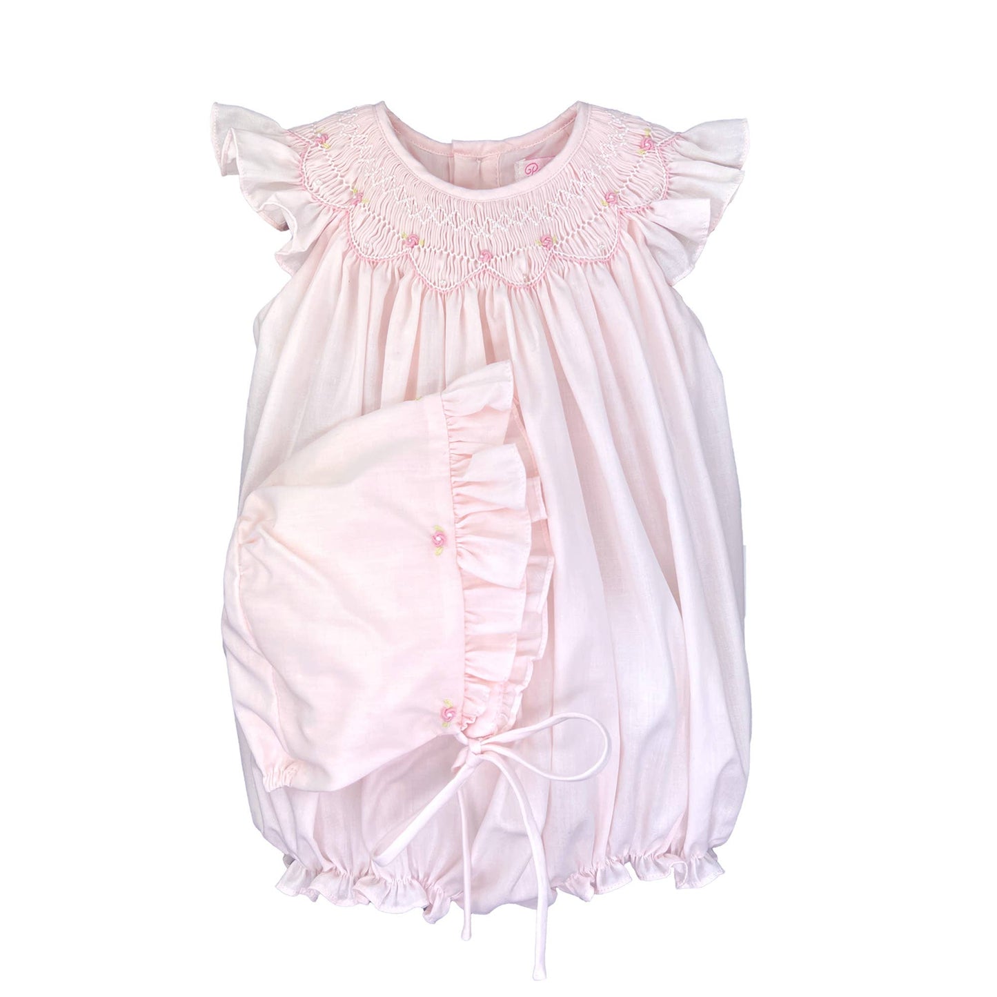 Petit Ami Bishop Smocked Rosebud Bubble