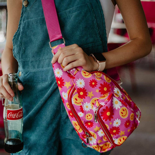 Katydid Sling Bag Red Flower Happy Face