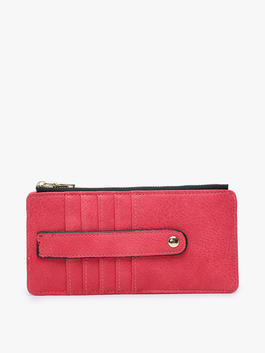 Jen & Co. Saige Slim Card Holder Wallet Hot Pink