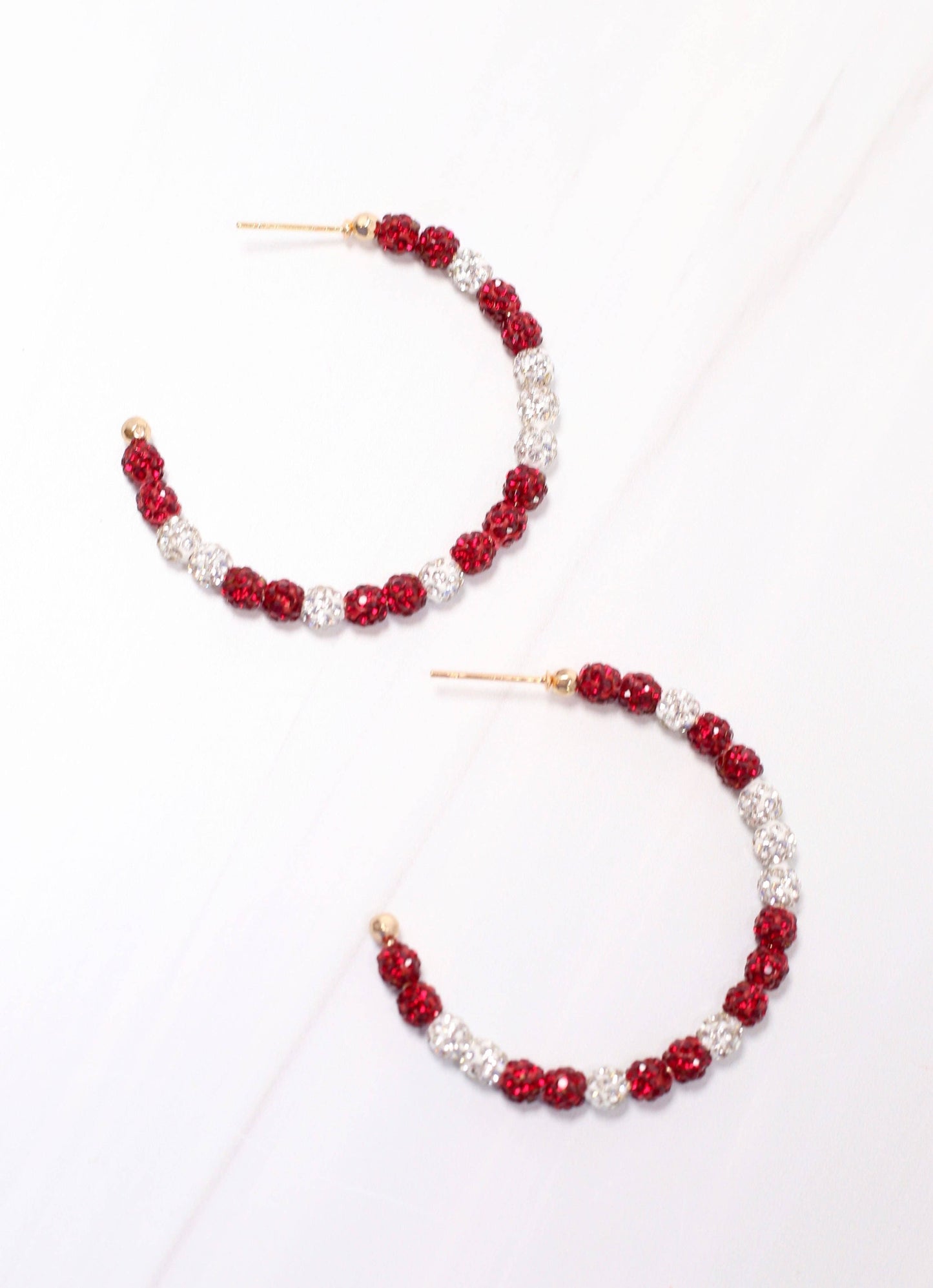 School Pride Hoop Earrings Crimson/White