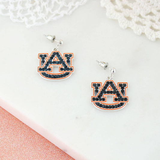 Seasons Jewelry Auburn Crystal Logo Earrings