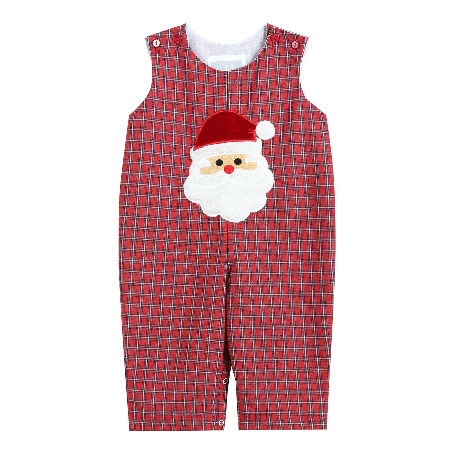 Lil Cactus Red Plaid Fuzzy Santa Overalls