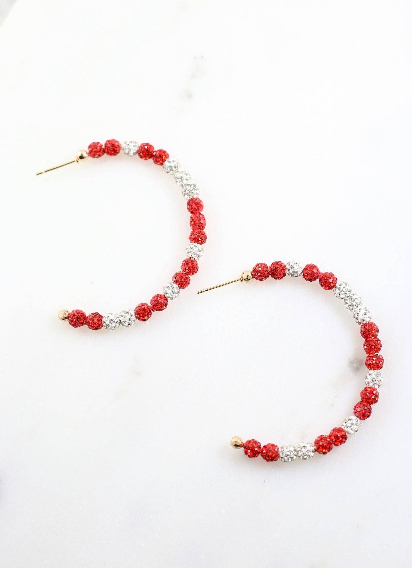 School Pride Hoop Earrings Red/White