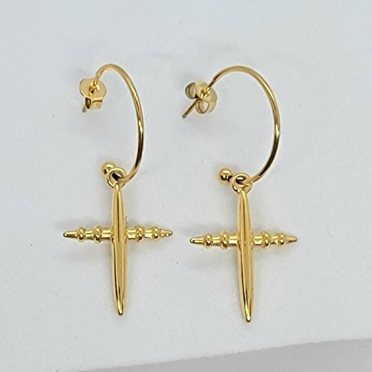 Haute Mess Jewelry Gold Cross Hoop Earrings