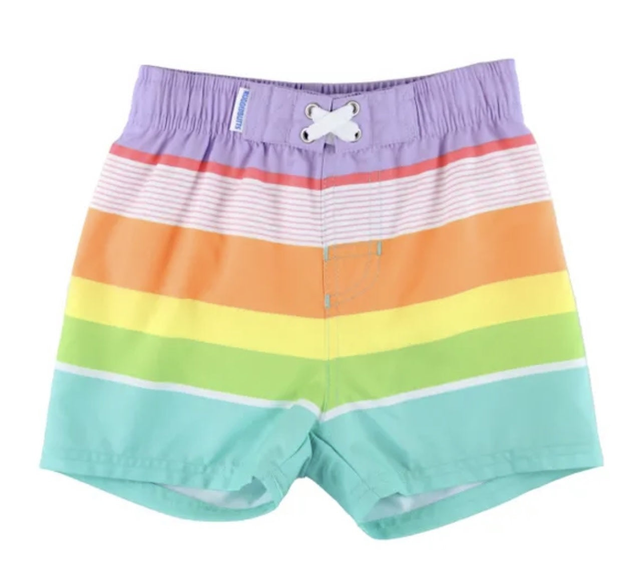 Ruffle Butts Swim Trunks Island Rainbow Multi-Stripe